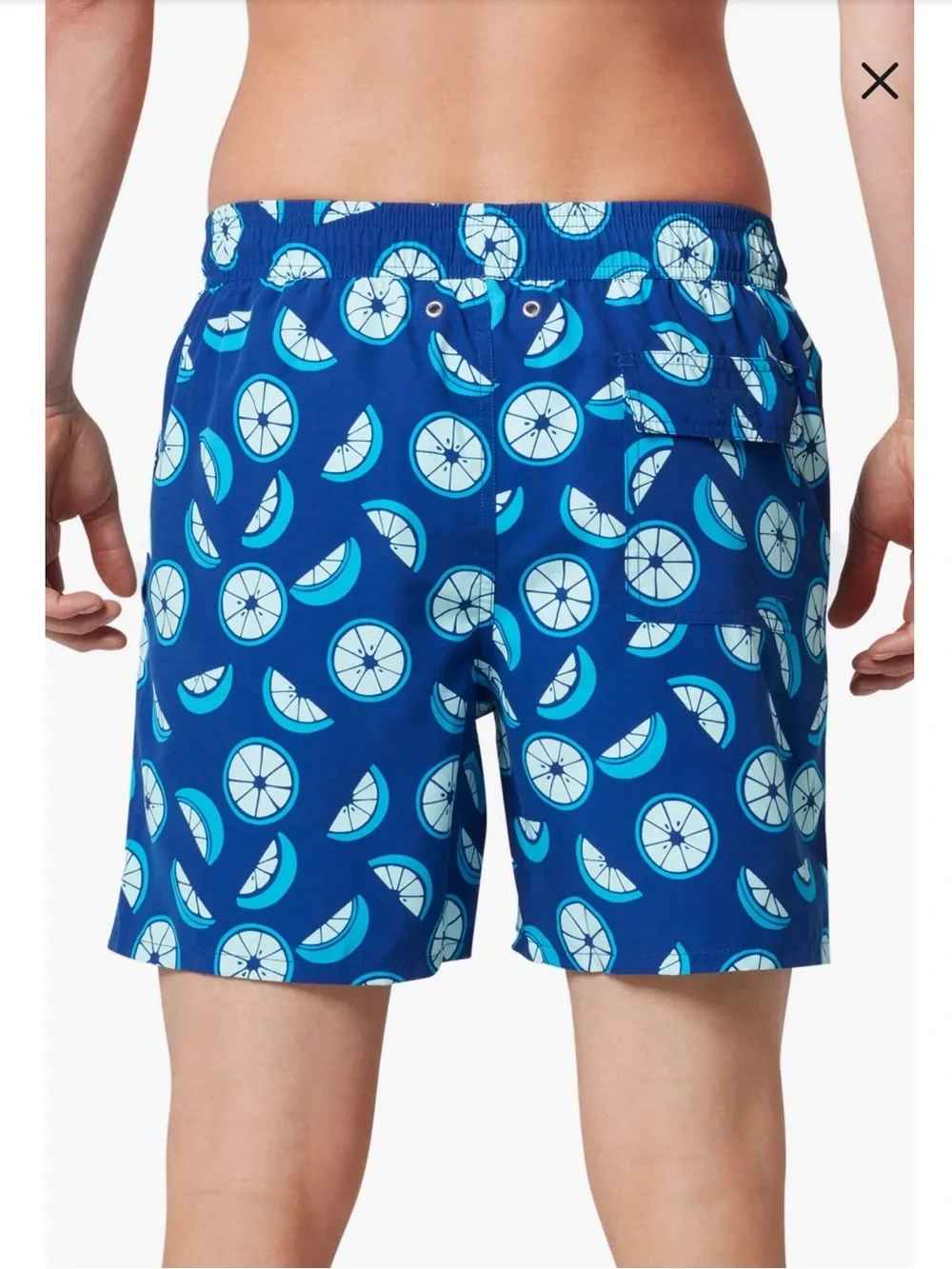 Tom & Teddy Blue Swim Trunks with Citrus Pattern 3/4 Beachy Summer Toddler Boy
